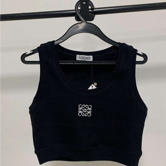 Loewe Tops - Loewe Dark Crop Top with Light Emblem